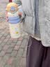 JCZS臻选儿童保温杯女孩上学专用316学生初高中可放书包侧兜水壶双饮 小兔600ML-抗菌316-可放书包侧兜 实拍图