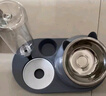 憨憨乐园 猫碗狗碗宠物食盆猫咪双碗粮盆自动饮水机喝水器喂食用品 蓝 实拍图
