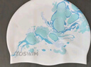 TOSWIM拓胜泳帽印花防水不勒头长发加大头围男女通用时尚硅胶款抽象肌理 实拍图