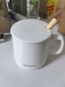 传旗陶瓷马克杯带勺盖咖啡杯牛奶杯早餐杯办公杯男女茶杯描金白400ml 实拍图