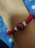 乐喵（LEMIAO）本命年银转运珠朱砂手绳男粗款手链女手工编织情侣饰品闺蜜 男款红绳朱砂B02-304 实拍图