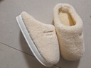朴西扶桑棉拖鞋简约女士冬天室内家居保暖毛绒拖鞋情侣奶油黄;40-41 实拍图