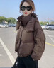 棉致穿搭高级感羽棉绒服女秋冬季2025年纯色洋气连帽设计感宽松外套女 棕色 XL 实拍图