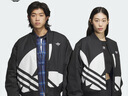 adidas情侣款复古宽松运动立领夹棉外套男女秋冬阿迪达斯三叶草 黑色 L 实拍图