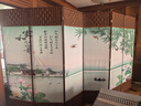 中式简易折叠可移动屏风遮挡板帘客厅隔断墙卧室现代简约办公室 单面图案送底座（加厚加粗） 1.8米高7扇一组3.5米宽 实拍图