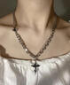 戚小米小众十字架项链男潮嘻哈双层叠戴男生吊坠痞帅美式锁骨链毛衣链子 项链 实拍图