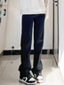 画枕眠（HUAZHENMIAN）黑色柳叶弯刀男士直筒高街修身显瘦长裤高街美式cleanfit微喇裤 黑色 L /建议120-135 实拍图