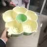 吃火锅配菜盘摆旋转沥水篮蔬菜拼盘餐具食材分格套装家用备菜盘子 提手六格火锅拼盘-萌绿【带旋转底座】 实拍图