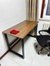 馨美凯电脑桌台式家用简易书桌办公桌简约现代工作台租房卧室学习写字桌 【单桌1.6cm厚桌面】黑架+深胡桃 长120cm*宽60cm*高74cm 实拍图