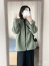 无印良品（MUJI）女式 长毛抓绒 大衣 长袖秋冬款 羊羔绒外套外衣 女装 BB2QPA4A 浅绿色 XL (165/92A) 实拍图
