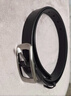 TOUCENGP皮带女真皮针扣女士腰带简约牛仔百搭细韩版黑色头层纯牛皮裤带 黑色黑扣（宽度2.4cm） 110cm 体重125-135/裤码32-33 实拍图