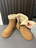 ZHR雪地靴女牛皮加绒加厚女靴冬季羊羔毛平底短靴女 EH97A 驼色 37  实拍图