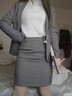 晨芙职业西装套装女时尚气质面试正装商务前台教师白领上班工作服工装 暗灰格外套+半裙 M 建议90-100斤 实拍图