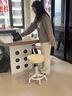 景彩吧台椅升降吧酒加厚坐面转椅理发店美发椅JY08米色滑轮款 实拍图