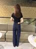 浪莎丹宁蓝牛仔裤女夏季薄款2026年新款高腰阔腿裤小个子遮胯直筒裤 实拍图