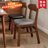 林之语实木椅子餐椅家用餐桌椅简约软包靠背椅复古中式茶桌椅休闲椅凳子 【FAS橡胶木】胡桃色+灰色油蜡皮 整装入户免安装 实拍图