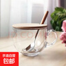 【采销推荐】超大容量玻璃防爆杯燕麦杯耐热茶色水杯牛奶杯家用 透明款杯+竹盖+木柄勺440ml1只 【单支装】 实拍图