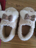 京东京造时尚包脚儿童棉拖鞋男女童毛绒蝴蝶结包跟保暖棉拖鞋卡其色30-31 实拍图