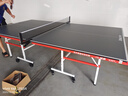 双鱼（DOUBLE FISH）专业乒乓球桌标准比赛训练室内家用训练球桌可折叠式乒乓球台案子 S201 新灰橙色桌面/有轮15MM面板/可折叠 实拍图