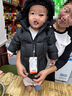 保姆鹅  儿童羽绒服宝宝中长款护脸加厚鸭绒外套防风保暖童装冬[NG2664] 炭黑 100 实拍图