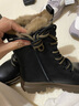 达芙妮秋冬真皮马丁靴女2025最新款厚底增高英伦风短靴加绒加厚雪地靴女 黑卡其【超厚绒】 40 实拍图
