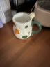 传旗马克杯陶瓷杯杯子早餐杯水杯办公室大容量杯子单只装 波点绿450ml 实拍图