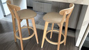 游复吟吧台凳北欧实木框架吧台椅家用高脚凳休闲椅靠背吧凳酒吧椅新款子 默认米色油蜡皮**原木色架高60cm 实拍图