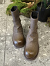 ZHR堆堆短靴女厚底复古西部牛仔靴棕色美拉德裤管马丁靴 KN191棕色37 实拍图