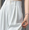 萝美酱西装裤女小个子春秋高腰垂感阔腿裤梨形休闲直筒裤子遮肉职场长裤 白色常规长度【夏季冰丝款】 S 实拍图