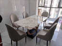 田园驿站简约轻奢岩板餐桌家用餐桌椅组合长方形大小户型吃饭大理石桌子 意大利灰【亮光岩板12MM厚度】 1.6m  一桌六椅【包安装】 实拍图