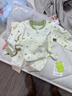 婧麒（JOYNCLEON）新生婴儿衣服纯棉秋款初生男女宝宝春秋睡衣分体打底内衣套装 蒲公英咖色+棉花球绿色 66 cm 实拍图