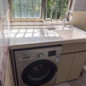 慧曲（HUIQU）阳台洗衣机一体柜伴侣石英石洗太空铝手洗池带搓衣板洗衣柜洗衣台 两门 高低盆130cm 实拍图