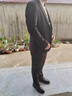 罗蒙大码西装男士套装加肥加大胖子商务正装定制西服外套结婚礼服休闲 大码黑色(西服+西裤) 赠大礼包 180/XL 体重135-150斤 实拍图