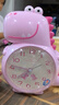 曲彤恐龙学生小闹钟起床神器音乐儿童男孩女孩时钟表专用桌面卡通静音 粉色笨笨龙 6英寸 实拍图