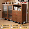 First Forest客厅餐边柜橱柜一体靠墙柜子2025新款高级感轻奢茶水柜斗柜酒柜 升级实木颗粒板 胡桃色100*34 可放微波炉 组装-带安装工具-安装视频 实拍图