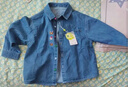 嘟嘟家宝宝牛仔衬衫秋款潮男童上衣时尚儿童T恤秋装女童童装 牛仔蓝 90 实拍图