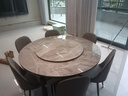 丰舍 餐桌 可变圆桌伸缩折叠实木岩板餐桌椅组合现代轻奢餐桌餐厅饭桌 黑灰色-意大利灰岩板-101皮椅 【1.35米】 一桌6椅 实拍图