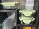 欣美雅（xinmeiya）【3件套】玻璃保鲜盒微波炉饭盒饺子盒便当盒冰箱水果收纳密封盒 抹茶绿-长 3件套720ml 3层 实拍图