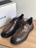 百丽通勤商务皮鞋2025男牛皮褶皱增高休闲鞋A1373AM4 棕色2  38 实拍图