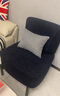 小木槿侘寂风休闲单人沙发椅意式设计师懒人网红款极简轻奢高端客厅阳台 单人沙发【黑蓝 泰迪绒-碳素钢】 实拍图