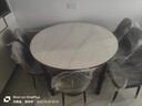 上林春天 岩板餐桌 实木餐桌椅组合现代简约伸缩折叠圆桌吃饭桌子餐厅家具 亮光雪山白黑灰【轻奢皮椅灰色】 1.35m 一桌六椅 实拍图