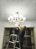 普亿照明（PUYI） 欧式吊灯客厅吊灯简欧后现代创意卧室餐厅灯轻奢水晶灯别墅套餐 A款15头+配防尘罩+包安装 三色变光led灯泡 实拍图