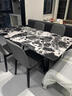 繁简先生轻奢大理石餐桌天然超晶石高端餐桌椅子全套小户型奢石方桌吃饭桌 慕尼黑桌面-黑钛镜面框架【268#椅】 1.6米 一桌六椅 实拍图