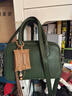 裘真【明星推荐】宽宽包植鞣牛皮休闲斜挎包手提保龄球包女 绿色 实拍图