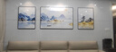 诗六艺家饰客厅装饰画北欧现代简约沙发背景墙挂画三联画大气轻奢壁画晶瓷画 背靠金山（铝合金外框） 晶瓷画左右60*80+中间120*80亮面 实拍图
