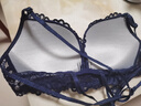 KJ美背文胸罩聚拢无钢圈小胸前扣内衣女套装性感上托防下垂收副乳 宝蓝单文胸 80B 实拍图