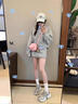 铂呐苓卫衣套装女两件套秋季韩系减龄卫衣包臀半身裙运动休闲裙子小个子 卫衣长袖短裙两件套【灰】 S 实拍图