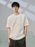 GXG男装 双色肌理面料宽松休闲圆领短袖T恤男士上衣G24D442161 米白 S 实拍图