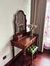 Nymphaea L.美式实木梳妆台凳卧室套装现代简约欧式小户型复古化妆台化妆桌胡桃色出租房 胡桃色 0.8米桌+镜台+妆凳 实拍图