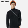 探拓（TECTOP）抓绒衣 户外加厚保暖男抓绒衣纯色立领半开衫柔软舒适抓绒衣 MZRY033 男款黑色 L 实拍图